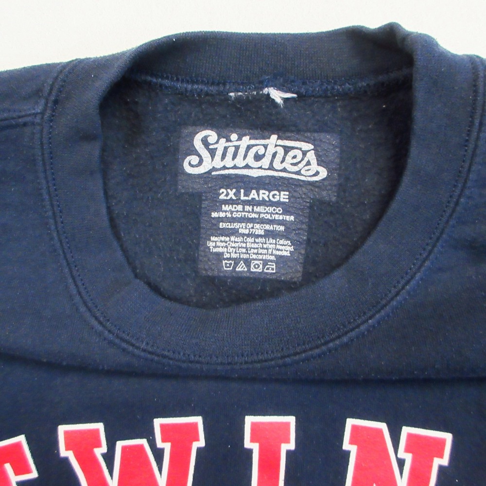 Stitches Minnesota Twins Sweatshirt Mens 2XL Navy Blue MLB Baseball Pullover - Picture 4 of 6